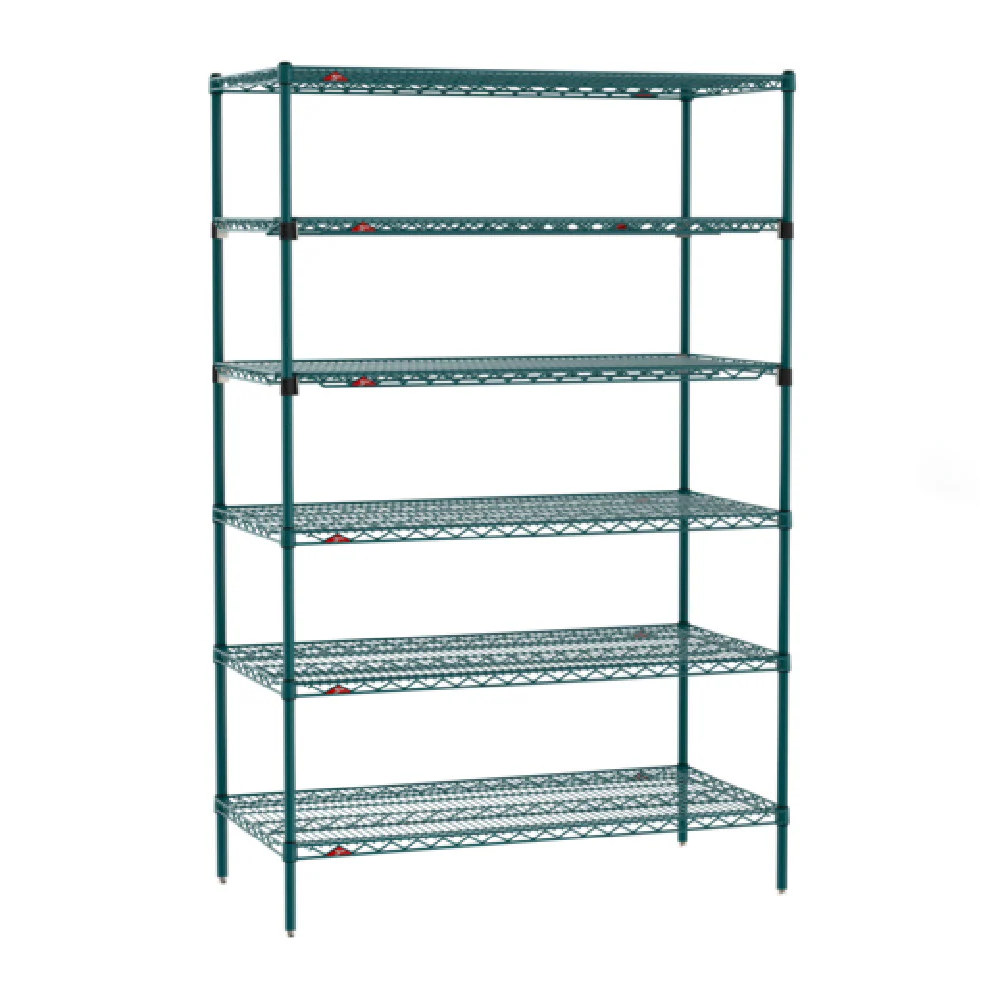 Metro SEZ-244874K3-S-42 48 Inch 6 Tiers Starter Shelving Unit with Epoxy Coated Green Finish