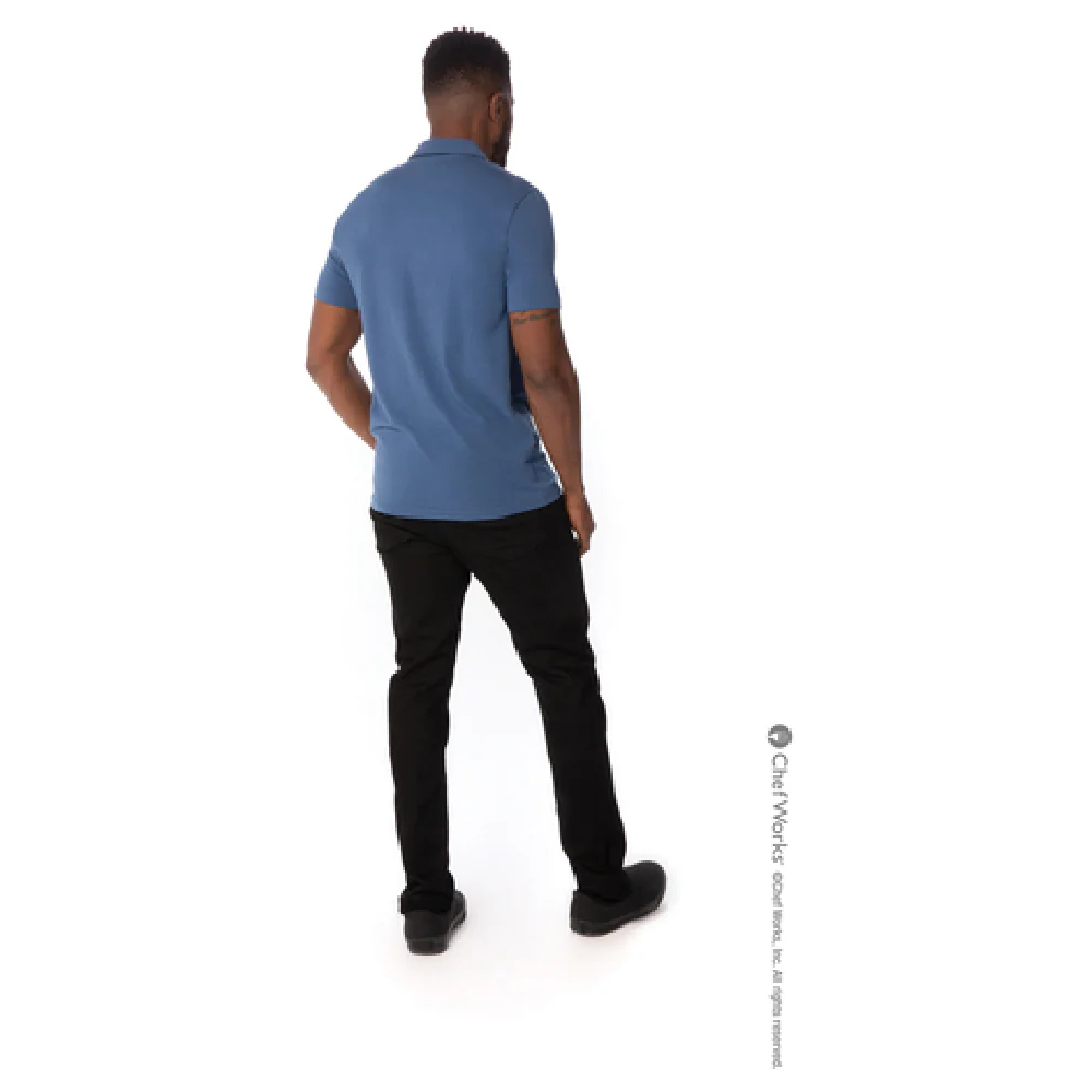 Chef Works TSMEBLU3XL Dress Shirt Short Sleeves V-neck Polo Blue Chef Works TSMEBLU3XL Dress Shirt Short Sleeves V-neck Polo Blue
