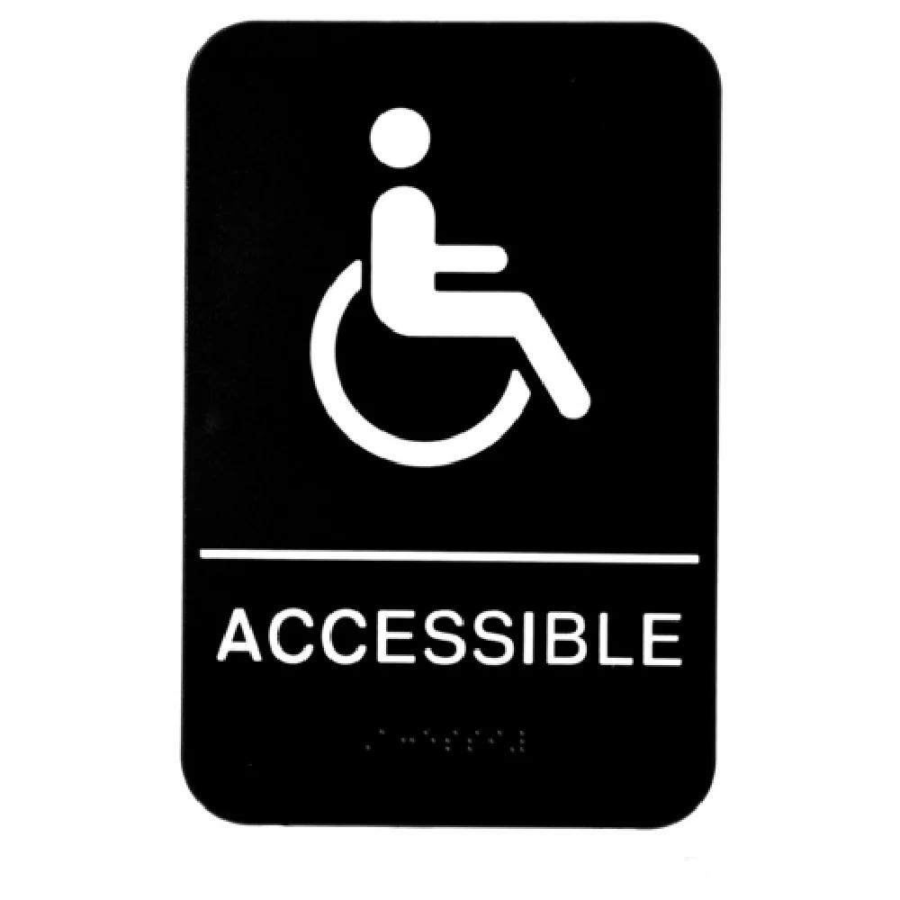 Alpine Industries ALPSGN-39 9 Inch Accessible Sign with Wheelchair Graphic Braille Alpine Industries ALPSGN-39 9 Inch Accessible Sign with Wheelchair Graphic Braille