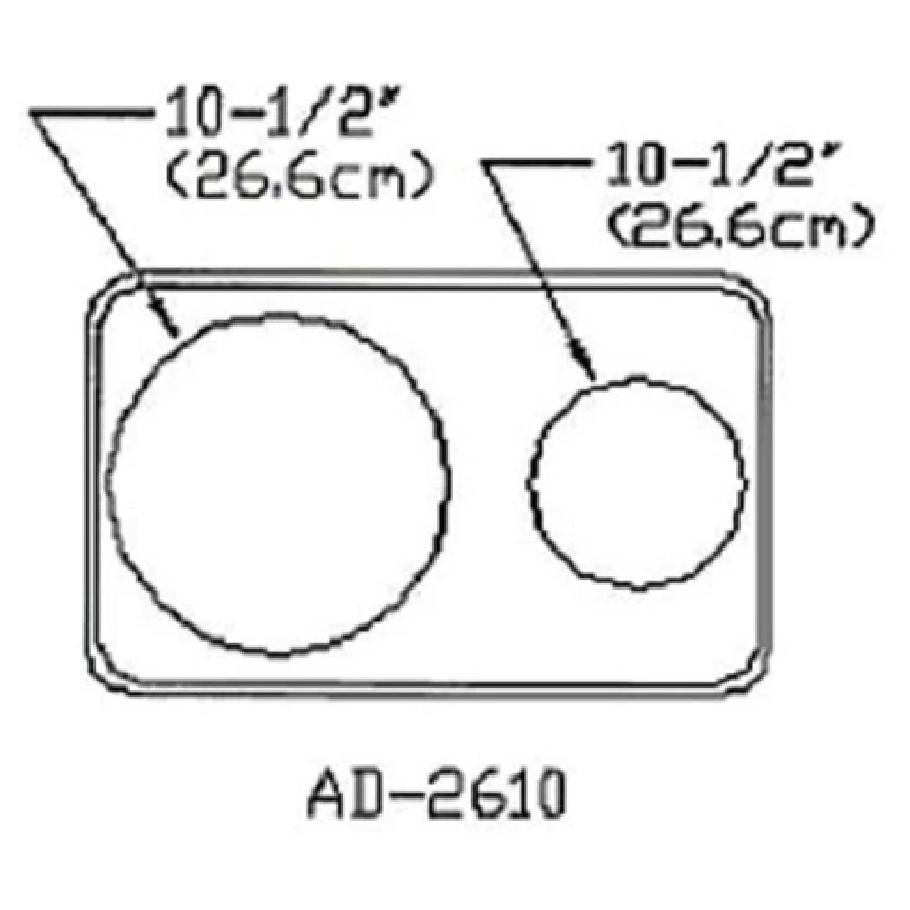 Atlas Metal AD-2610 21 Inch Adapter Plate with Two Inset Holes Beaded Edge Atlas Metal AD-2610 21 Inch Adapter Plate with Two Inset Holes Beaded Edge
