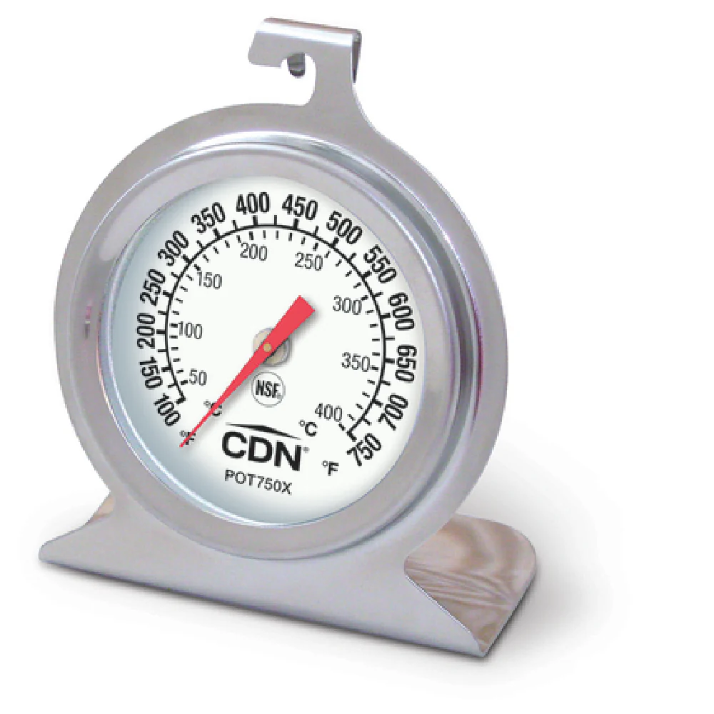 CDN POT750X 2 Inch Dial High Heat Oven Thermometer 100 to 750°F Ovenproof Stainless Steel