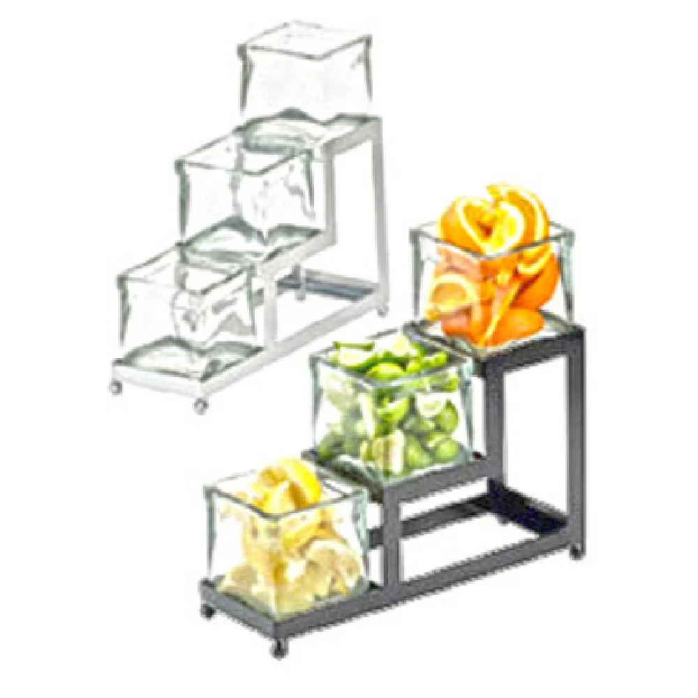 Cal Mil 1803-4-49 4 Inch 3 Section Condiment Caddy with Glass Jars Chrome