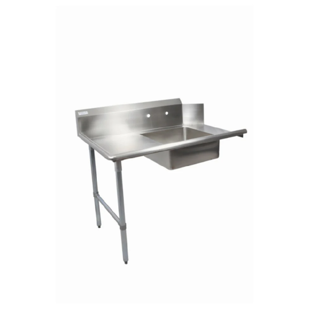 BK Resources BKSDT6-48-L-SS 48 Inch Heavy Duty Soiled Dishtable with Backsplash Galvanized Steel
