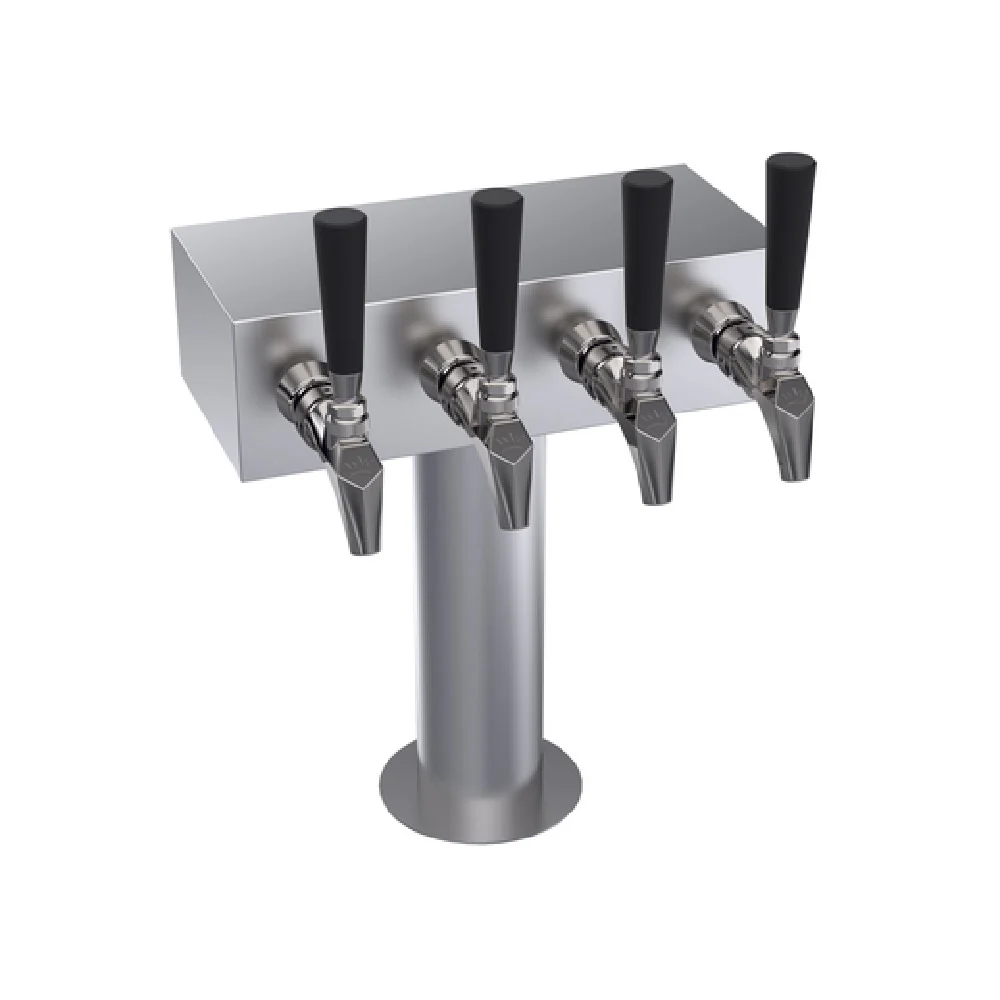 Krowne KTH-4S 12 Inch Long T-Head Tower Glycol Cooled with Four Faucets Stainless Steel Faucets and Handles are not included