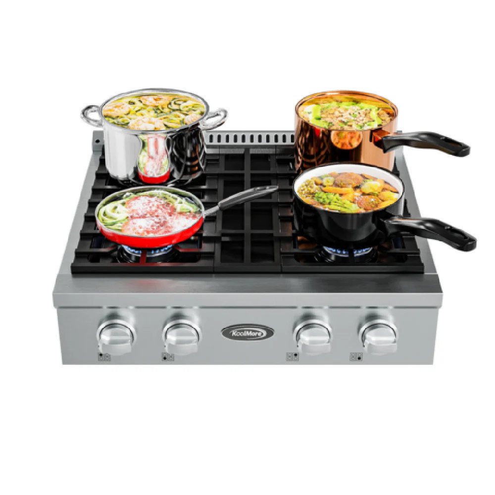 Koolmore KM-HGRT30-SS 30 Inch Gas Range Top Heavy Duty with 4 Burners 24000 BTU Koolmore KM-HGRT30-SS 30 Inch Gas Range Top Heavy Duty with 4 Burners 24000 BTU