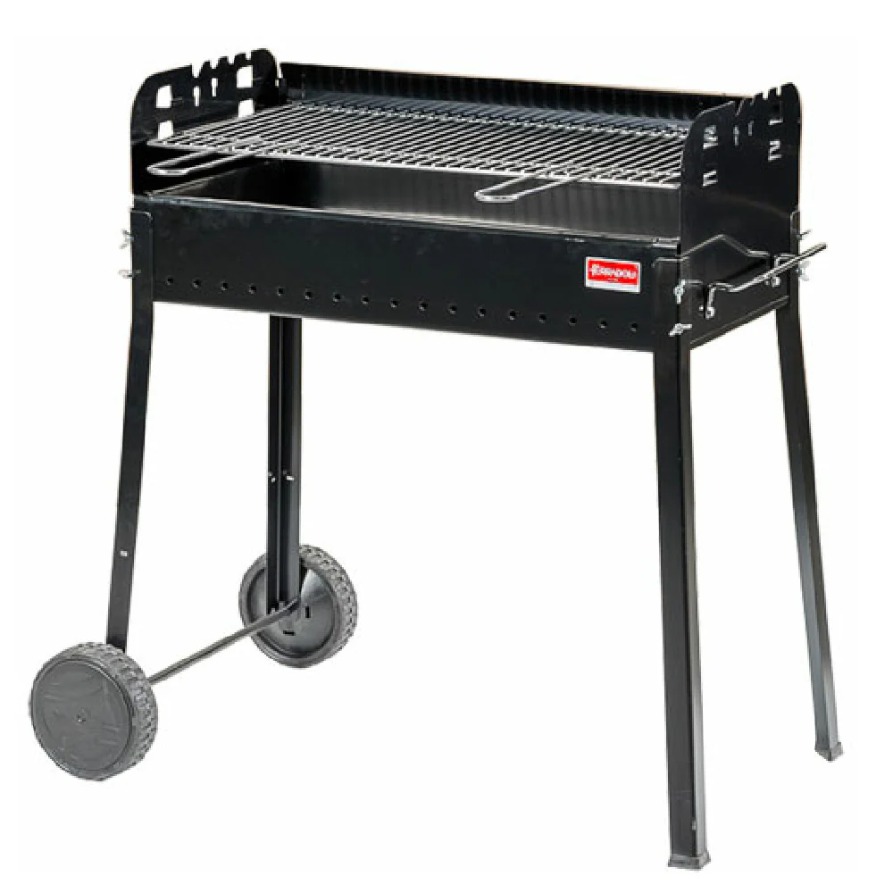 Omcan 47313 34 Inch Charcoal Grill with Double Braizer and 2 Wheels