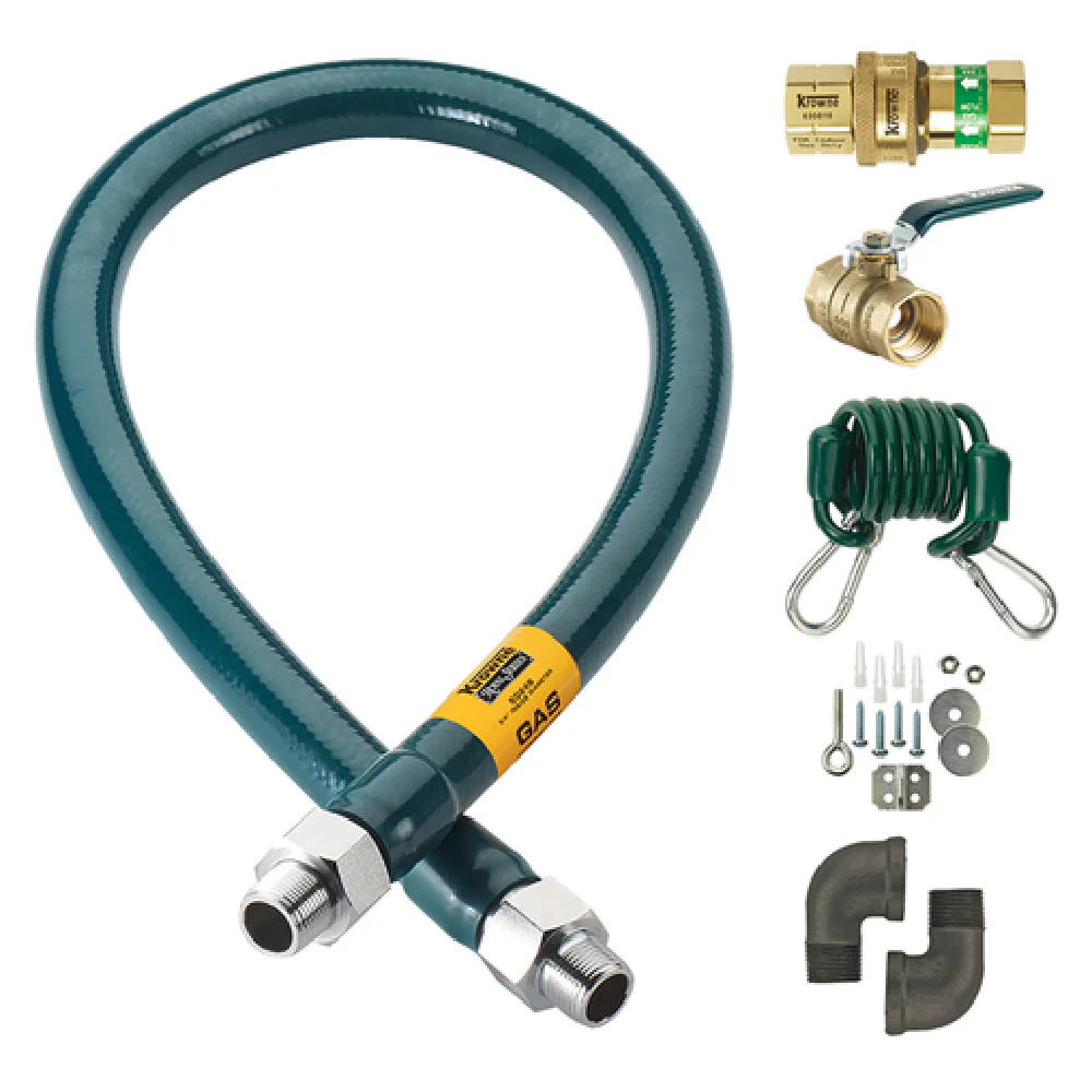 Krowne M5072K 1/2 Inch I.D. 72 Inch Long Moveable Gas Connection Kit with Valves and Elbows