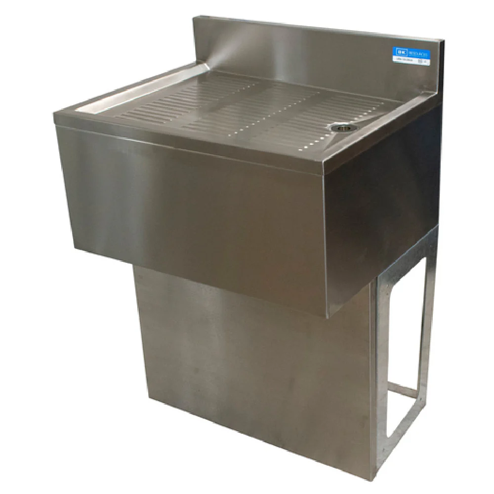 BK Resources UBB-18-DB24 24 Inch Underbar Drain Board with Stamped Design Stainless Steel