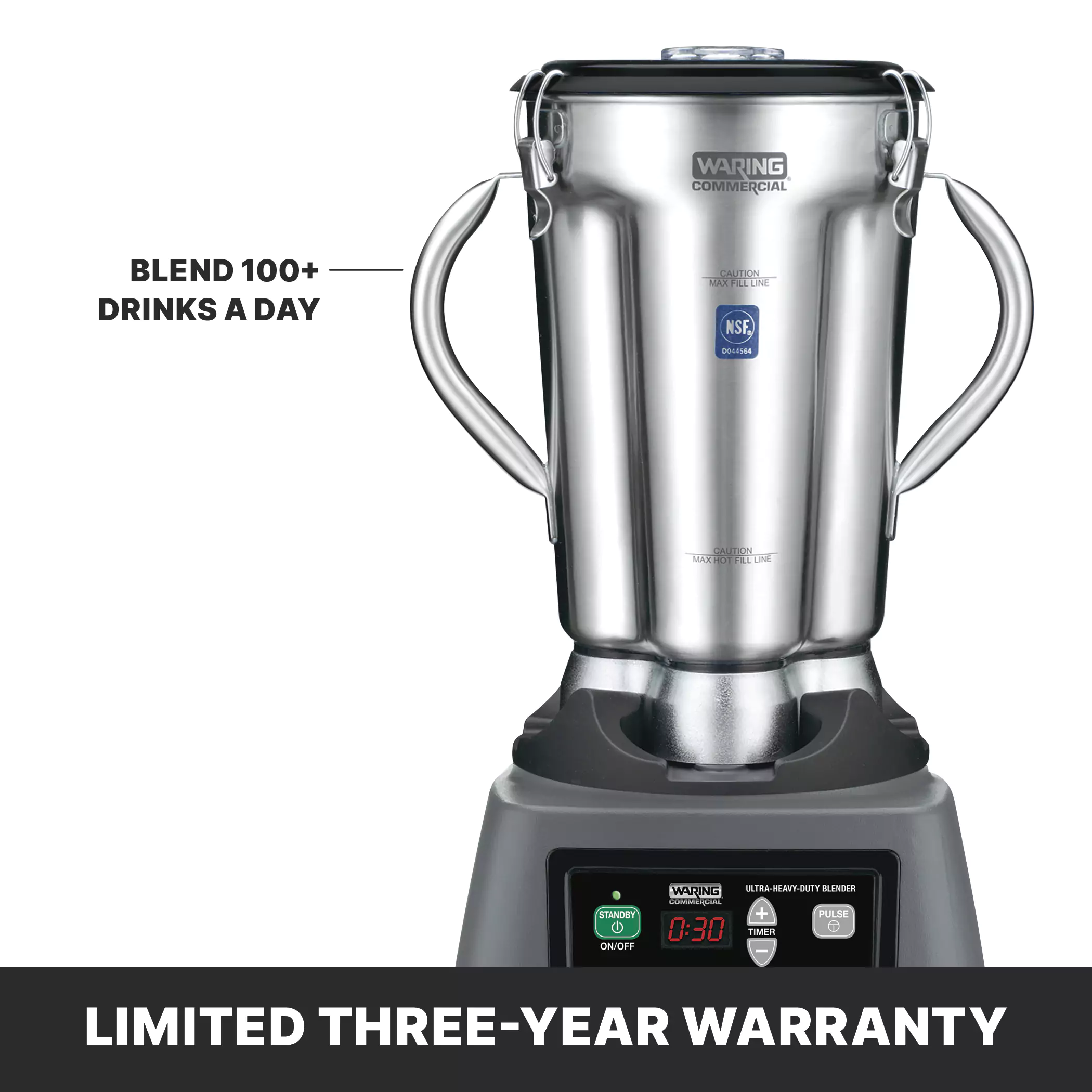 Waring CB15TKSDI 15 Inch 4 Liter Stainless Steel Commercial Blender with Timer Waring CB15TKSDI 15 Inch 4 Liter Stainless Steel Commercial Blender with Timer