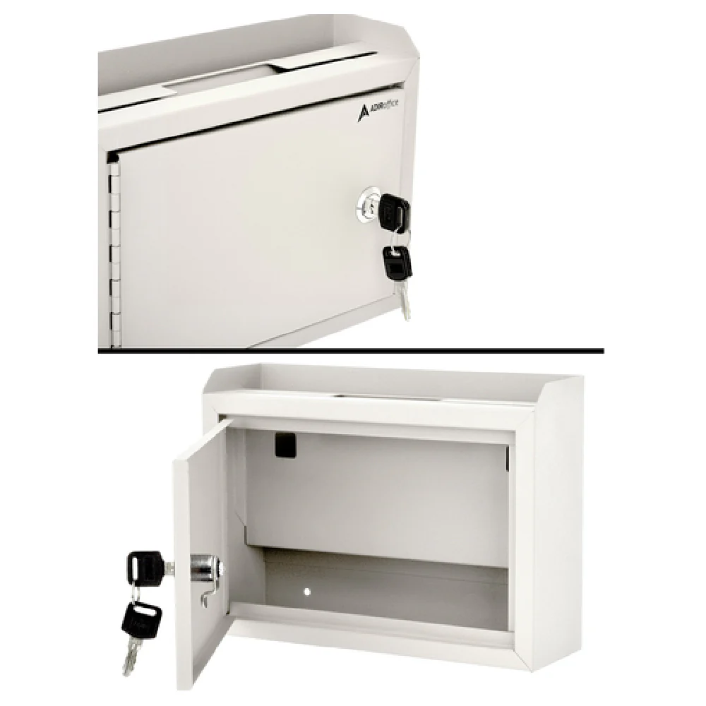 Alpine Industries ADI631-02-WHI 9-8/10 Inch Suggestion Box Wall Mountable with Key and Lock White Finish Alpine Industries ADI631-02-WHI 9-8/10 Inch Suggestion Box Wall Mountable with Key and Lock White Finish