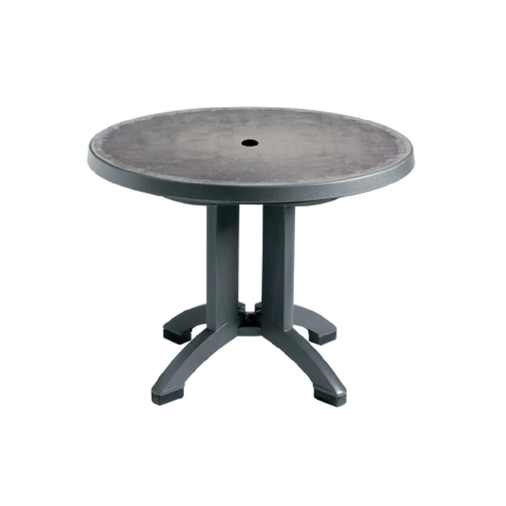Grosfillex US921002 38 Inch Round Table Zinc Top Charcoal Legs Outdoor Grosfillex US921002 38 Inch Round Table Zinc Top Charcoal Legs Outdoor