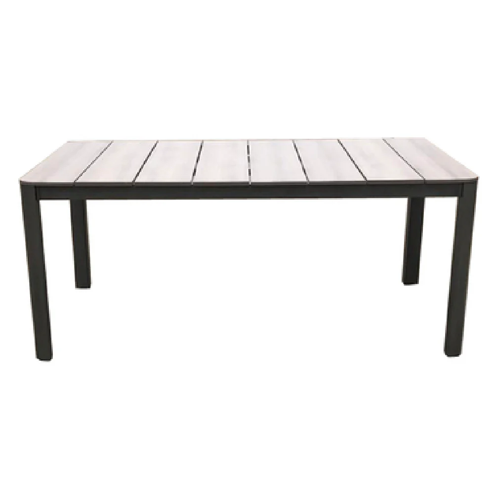 Plantation Prestige Commercial Furniture 8563970-0156 70 Inch Rectangular Table with Barnwood Faux Top Aluminum