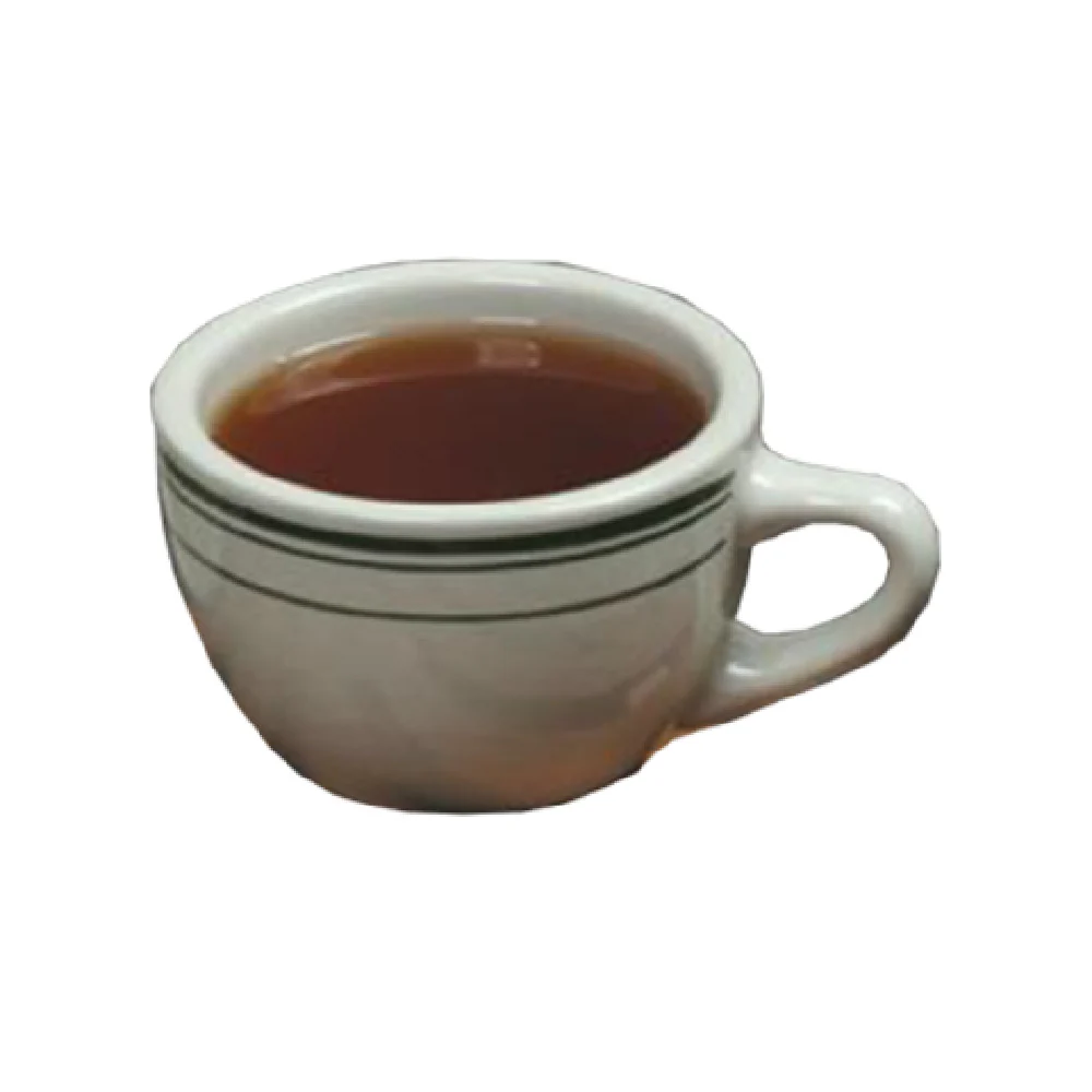 Yanco GB-37 8 Oz Green Band Cup 3-1/2 Inch Diameter Round Ceramic