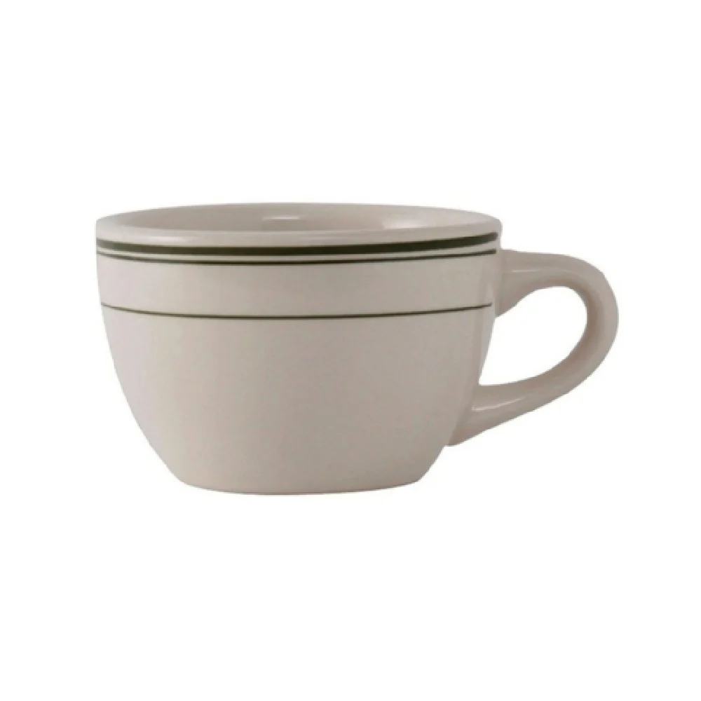 Yanco GB-37 8 Oz Green Band Cup 3-1/2 Inch Diameter Round Ceramic Yanco GB-37 8 Oz Green Band Cup 3-1/2 Inch Diameter Round Ceramic