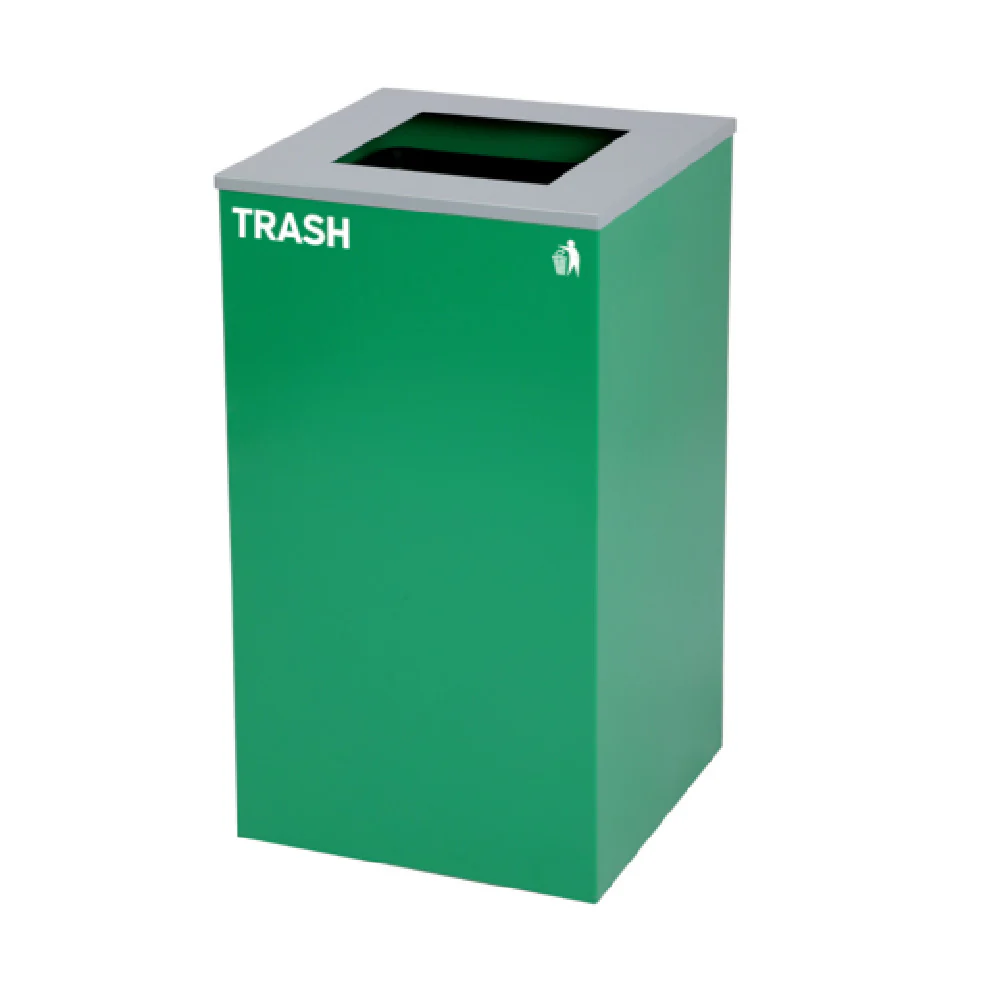 Alpine Industries ALP4450-KIT-GRN-S-TR 16 Inch Green Metal Recycling Bin for Trash