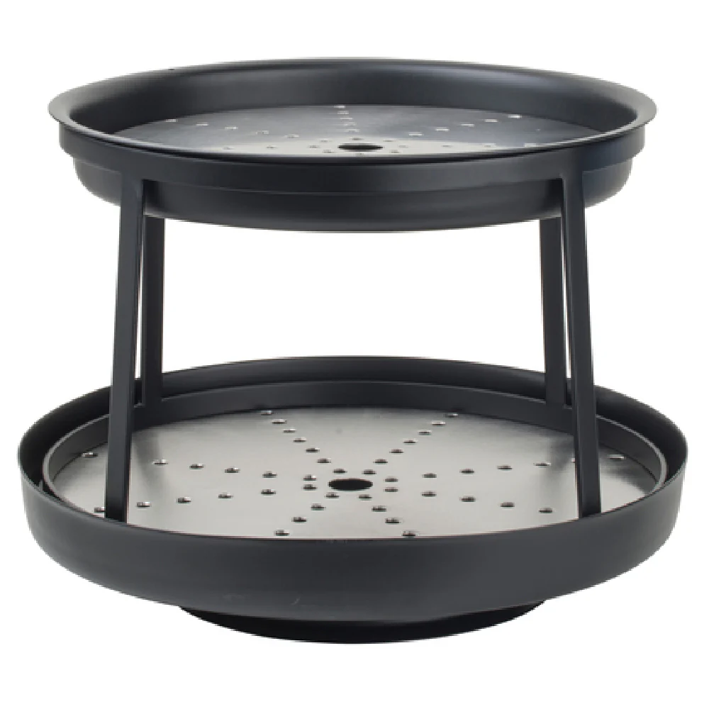 Steelite 5856JX01 12 Inch 2-Tier Seafood Stand Stainless Steel Black Metal