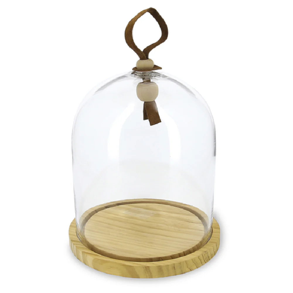Revol 650900 7-3/4 Inch Diameter Clear Glass Cloche with Wood Base