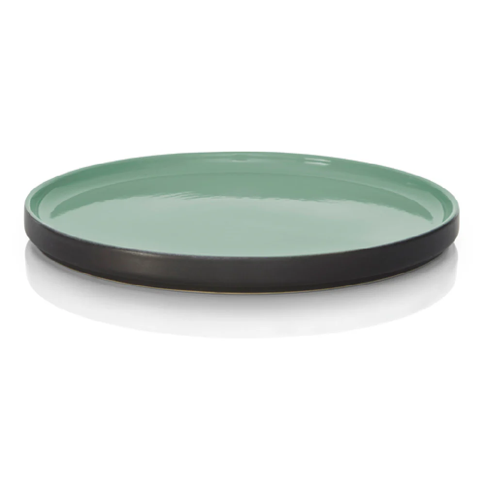 BauscherHepp 53.0041.0102 10 Inch Flat Plate Round Geo Green Ceramic