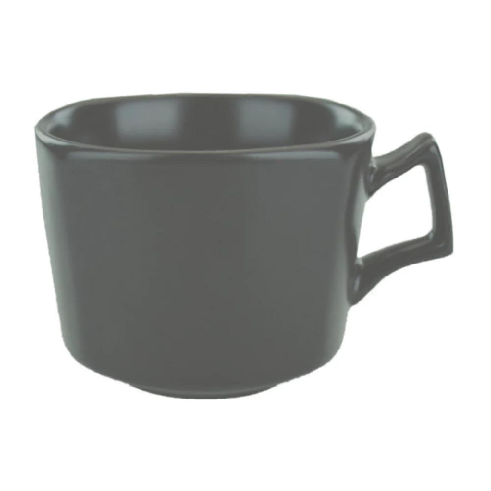 International Tableware QP-23-MG 8 Oz Cup with Handle Matte Grey Porcelain