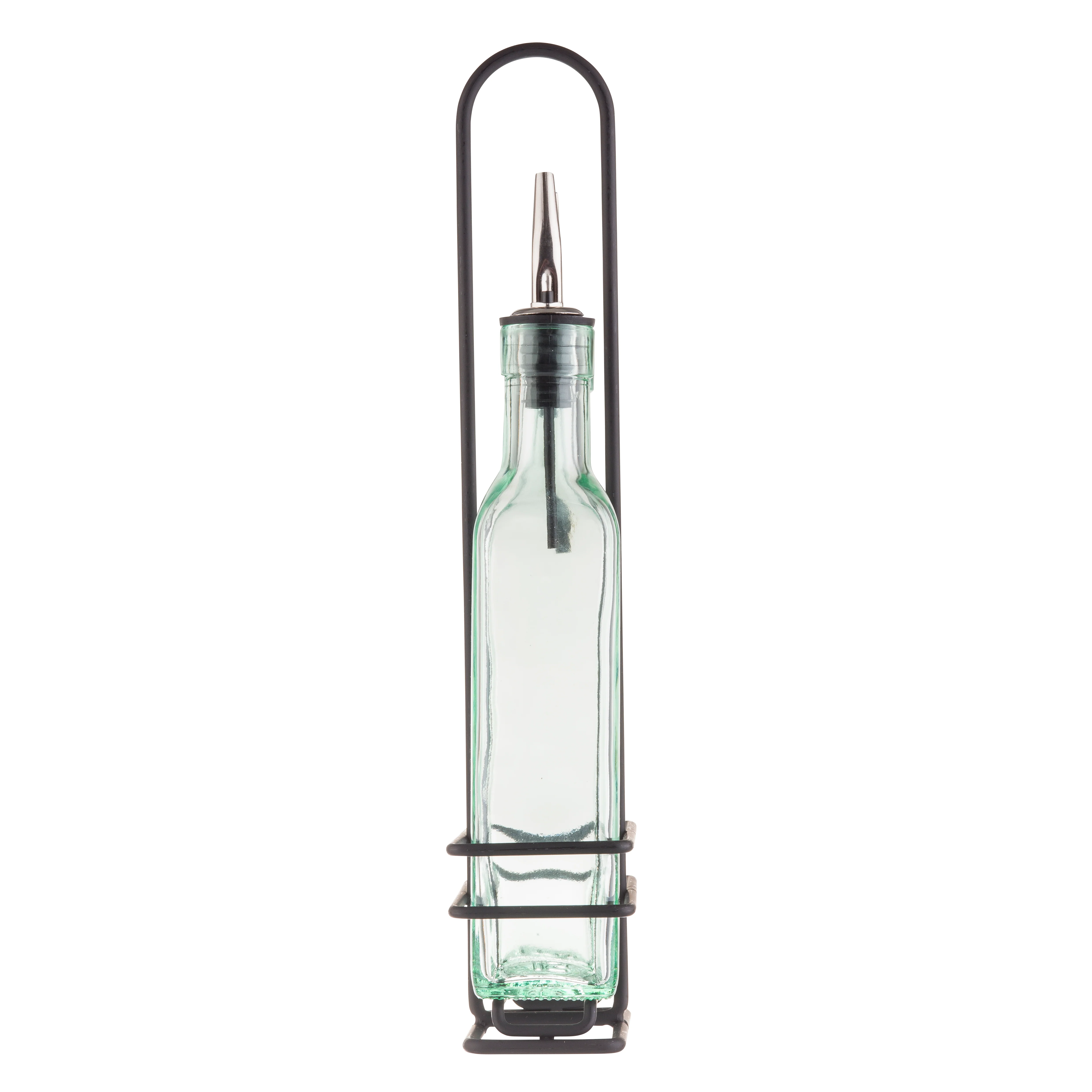 Tablecraft H9085N 8-1/2 Oz Oil and Vinegar Cruet Set Glass Bottles with Rack 2 Packs Tablecraft H9085N 8-1/2 Oz Oil and Vinegar Cruet Set Glass Bottles with Rack 2 Packs