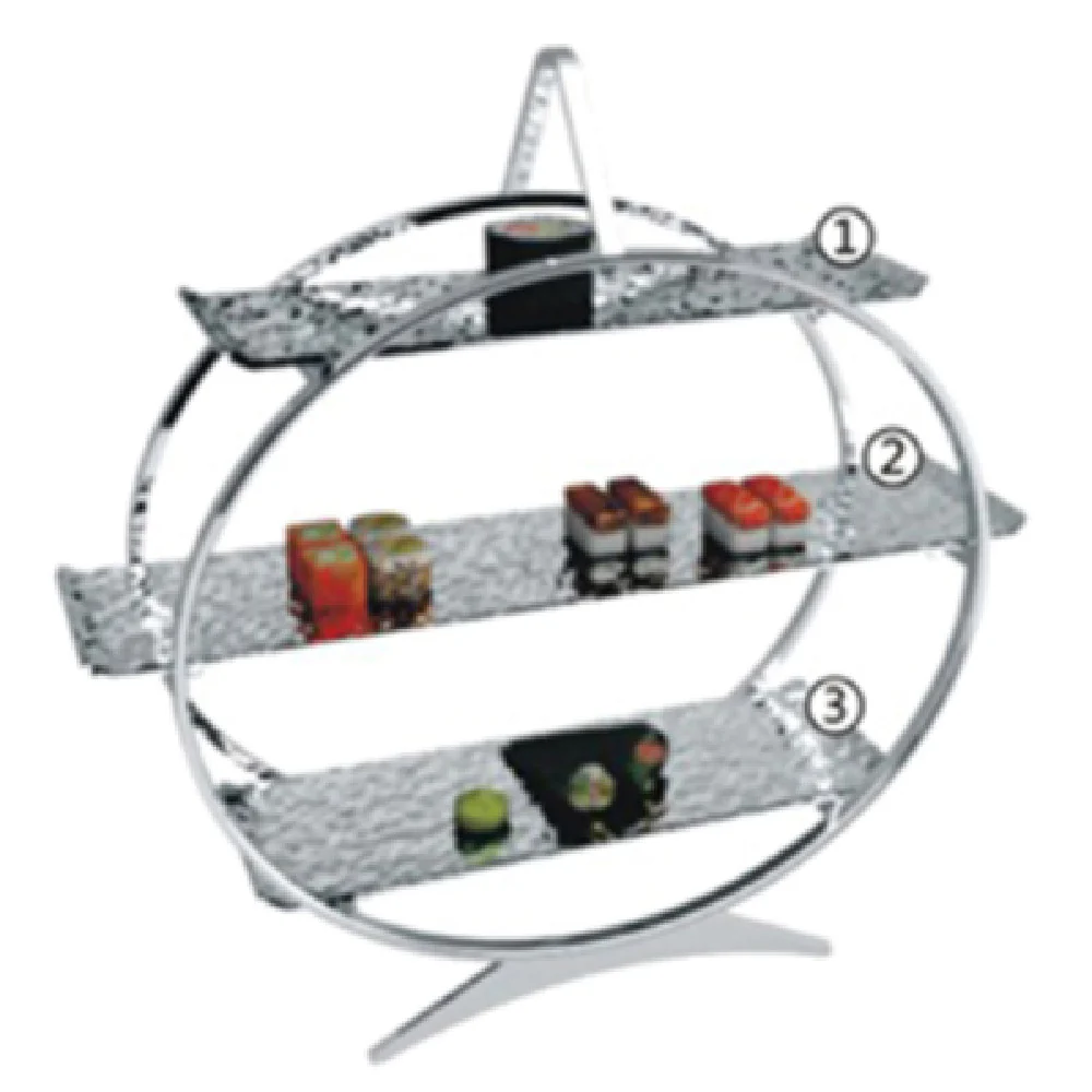 Spring USA XC1101-6 12 to 16 Inch Display Tray Set with Hammered Finish Stainless Steel