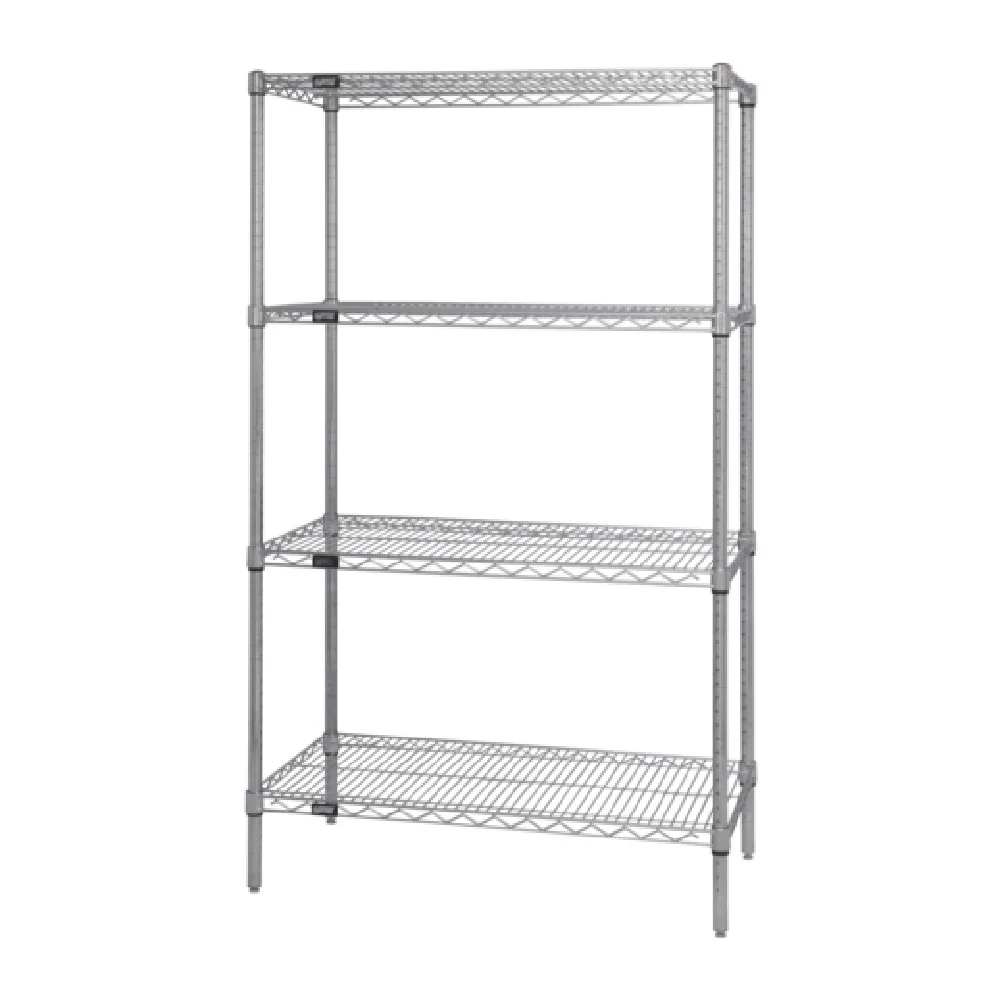 Quantum WR86-1472S 72 Inch Wire Shelving Unit with 4 Shelves Stainless Steel