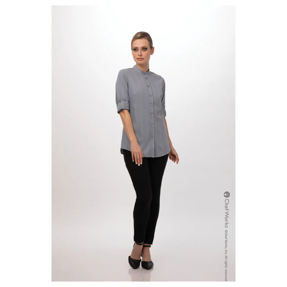 Chef Works SFB03WGRY2XL Women's Voce Dress Shirt Long Sleeve Gray Poly/cotton Chef Works SFB03WGRY2XL Women's Voce Dress Shirt Long Sleeve Gray Poly/cotton