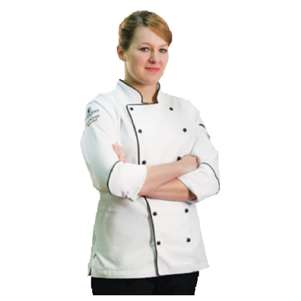 John Ritzenthaler Company LJ044-S Small Chef's Coat White with Black Piping