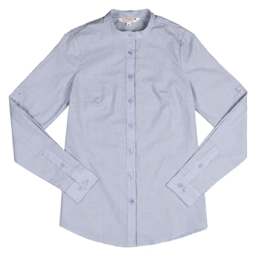 Chef Works SFB02W-BLU-XS Blue Women's Dress Shirt Roll-up Long Sleeves with Tab