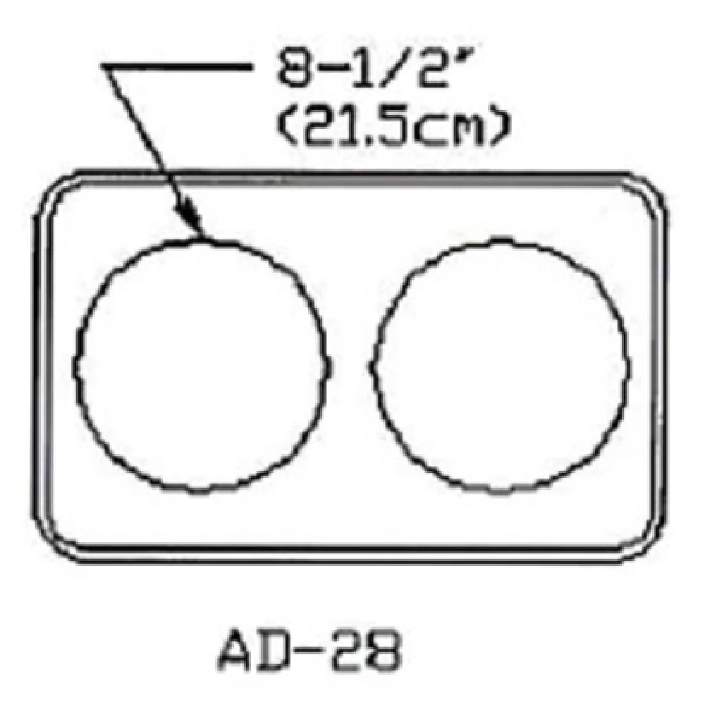 Atlas Metal AD-28 21 Inch Adapter Plate with 2 Inset Holes Stainless Steel Atlas Metal AD-28 21 Inch Adapter Plate with 2 Inset Holes Stainless Steel