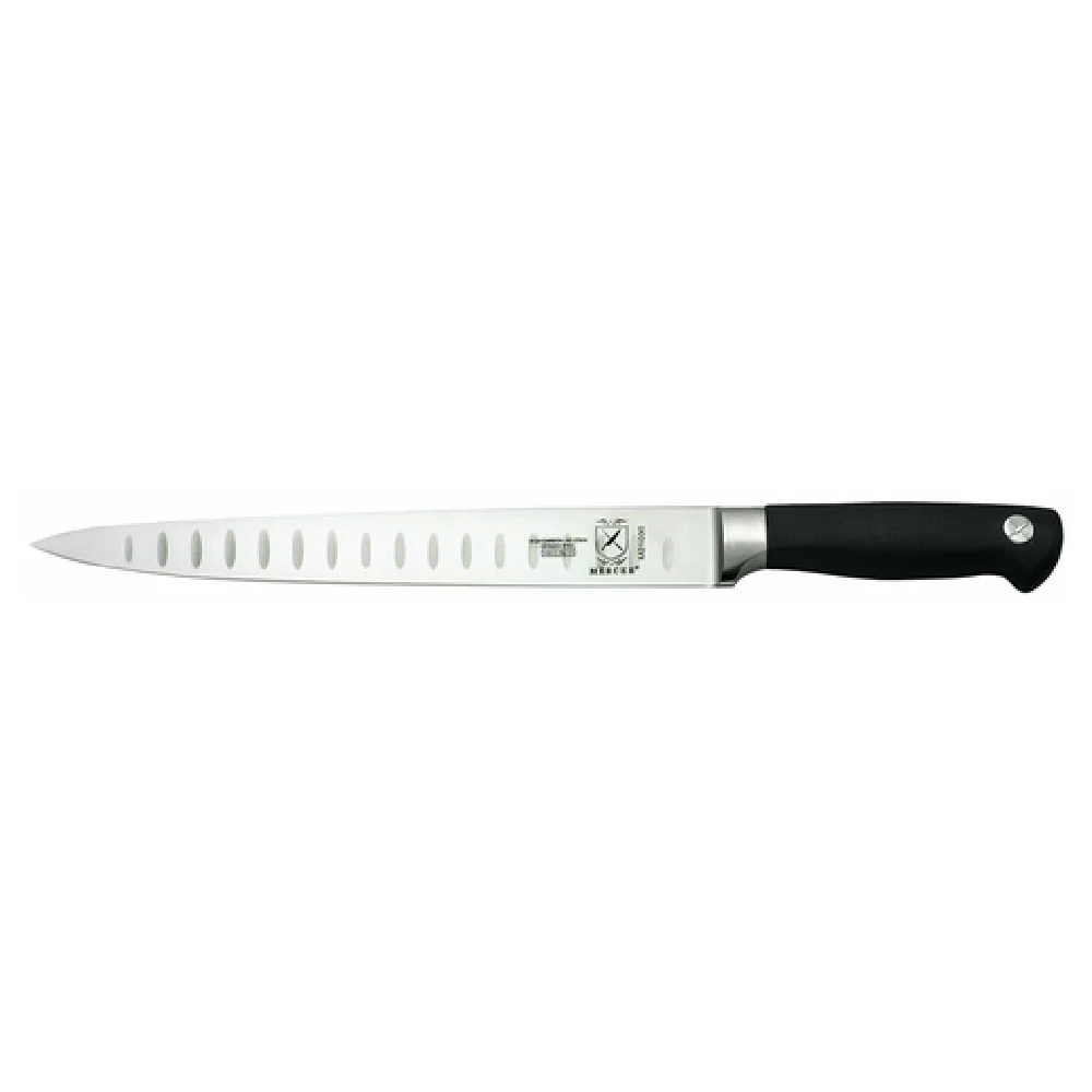 Mercer Culinary M21030 10 Inch High Carbon Stainless Steel Knife Carving with Granton Edge Black Santoprene Handle Mercer Culinary M21030 10 Inch High Carbon Stainless Steel Knife Carving with Granton Edge Black Santoprene Handle