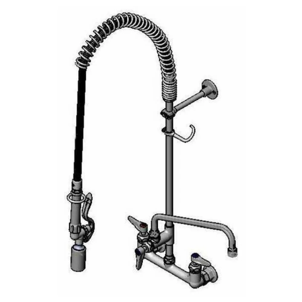 T&S Brass B-0133-12A-CRBJ 8 Inch Wall Mount Pre-Rinse Unit with Add-on Faucet