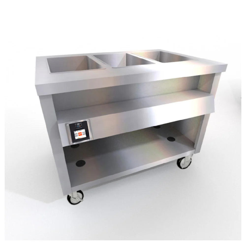 Duke TWHF-46SS 46 Inch Mobile Electric Hot Food Serving Counter with 3 Heat Wells and Touch Screen