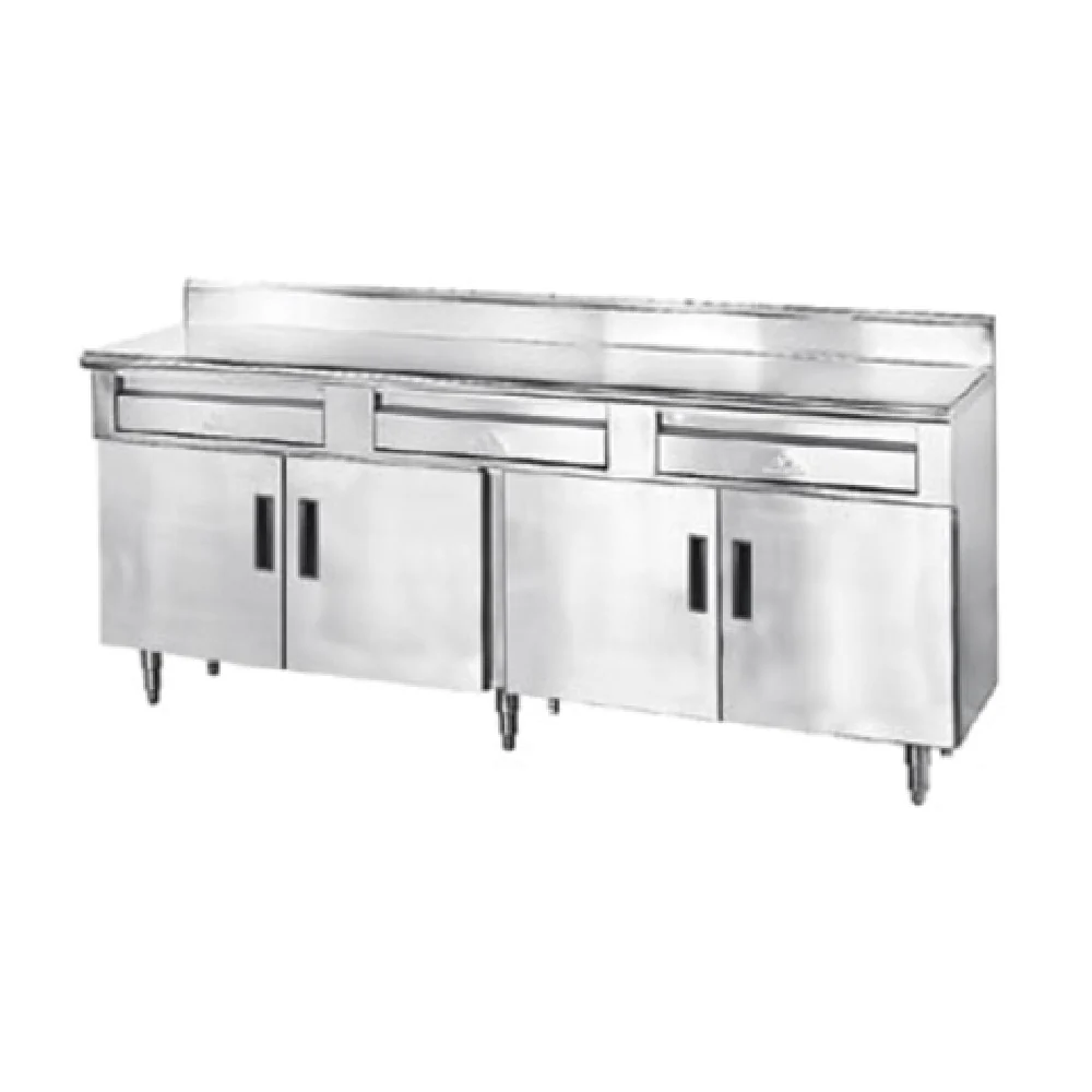 Advance Tabco HDRC-3010 120 Inch Storage Cabinet 14 Gauge Stainless Steel Top with Backsplash