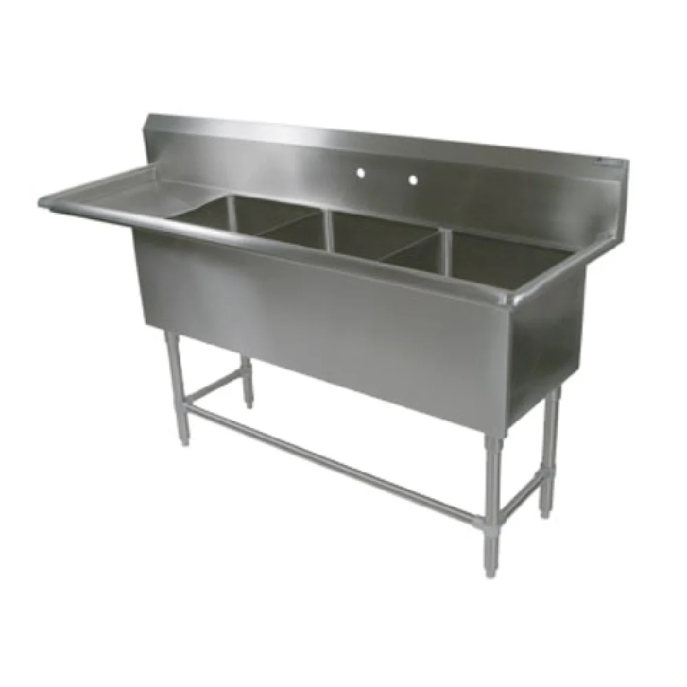 John Boos 3PB16204-1D30L 82 Inch Pro-Bowl Sink Stainless Steel with Left Drainboard John Boos 3PB16204-1D30L 82 Inch Pro-Bowl Sink Stainless Steel with Left Drainboard
