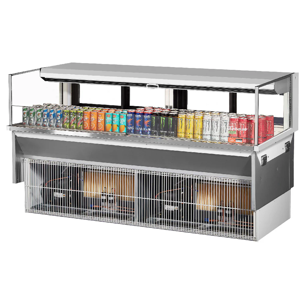 Turbo Air TOM-72L-UFD-B-1SI-N 71 Inch Drop-In Open Display Case Stainless Steel 9.7 cu ft with Night Cover