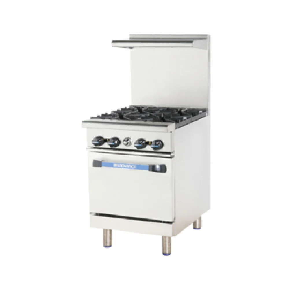 Turbo Air TAR-4_LP 24 Inch Gas Range with (4) 32000 BTU Burners and Oven