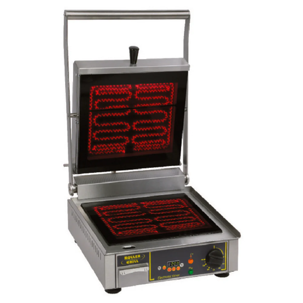Equipex PANINI VG 13-Inch Roller Grill Panini Grill Stainless Steel Electric with Drip Tray