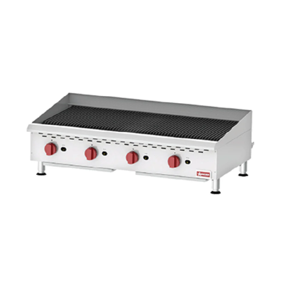 Omcan 43729 48 Inch Charbroiler Gas Stainless Steel with 4 Burners 160000 BTU