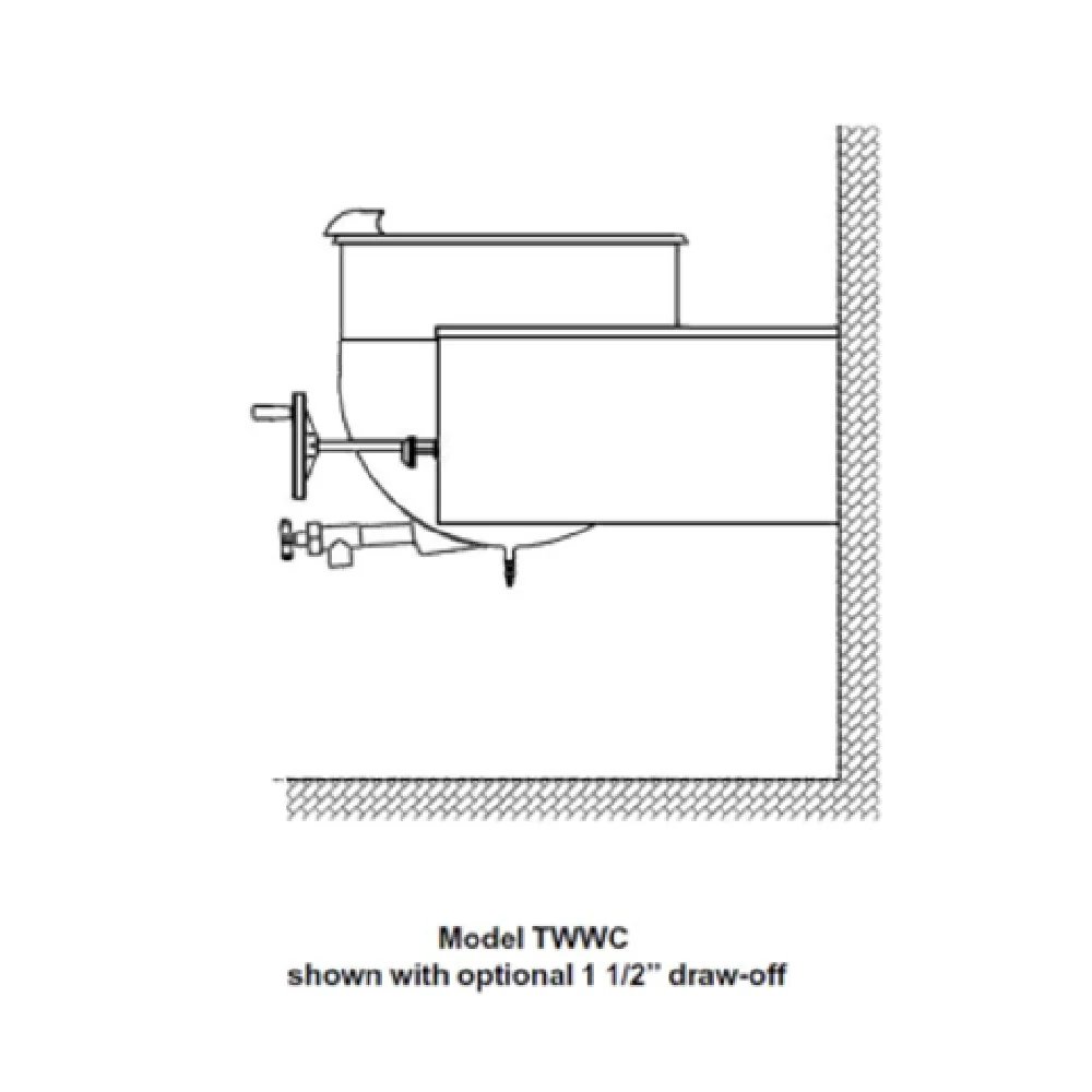 Legion TWWC-50MV 50 Gallon Direct Steam Wall-Mount Kettle With Mixer Stainless Steel