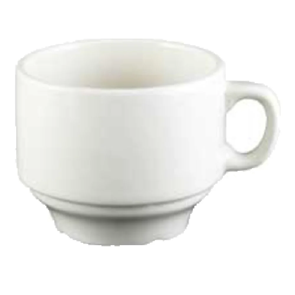 Vertex China SK-35 3 Oz. A.D. Cup with Handle White Ceramic Stackable