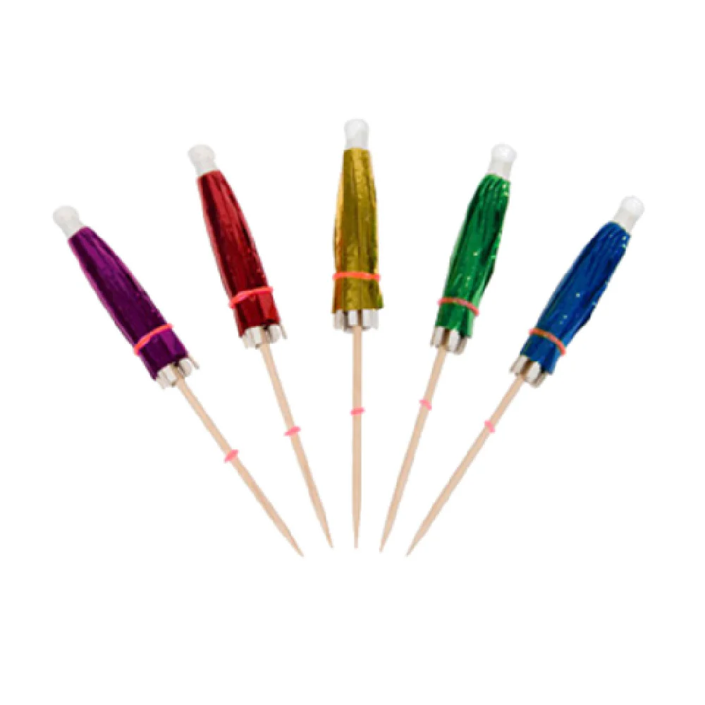 Town 51800 4 Inch Cocktail Parasol Foil Assorted Colors 144 Packs