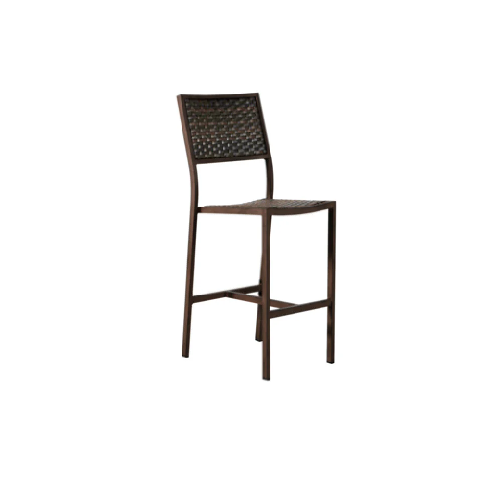 Plantation Prestige Commercial Furniture 8760300-0267 18 Inch Bar Stool Mocha Weave Aluminum Chestnut Finish Stacking