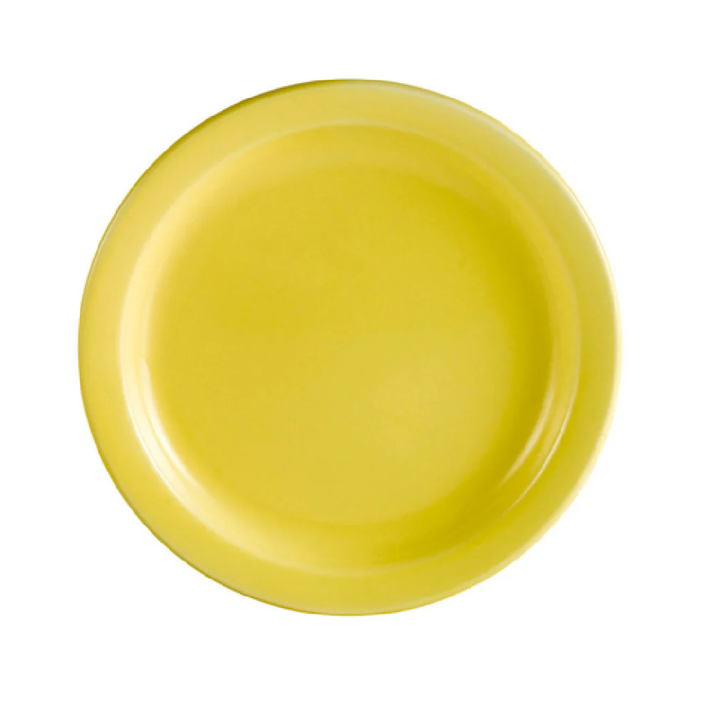 CAC China L-16NR-Y 10-1/2 Inch Diameter Round Plate Narrow Rim Ceramic Yellow CAC China L-16NR-Y 10-1/2 Inch Diameter Round Plate Narrow Rim Ceramic Yellow