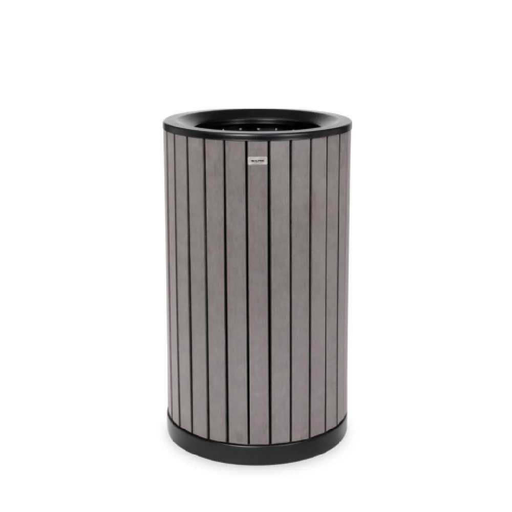 Alpine Industries ALP4400-01-GRY 32 Gallon Trash Container Round Outdoor Gray Recycled Plastic