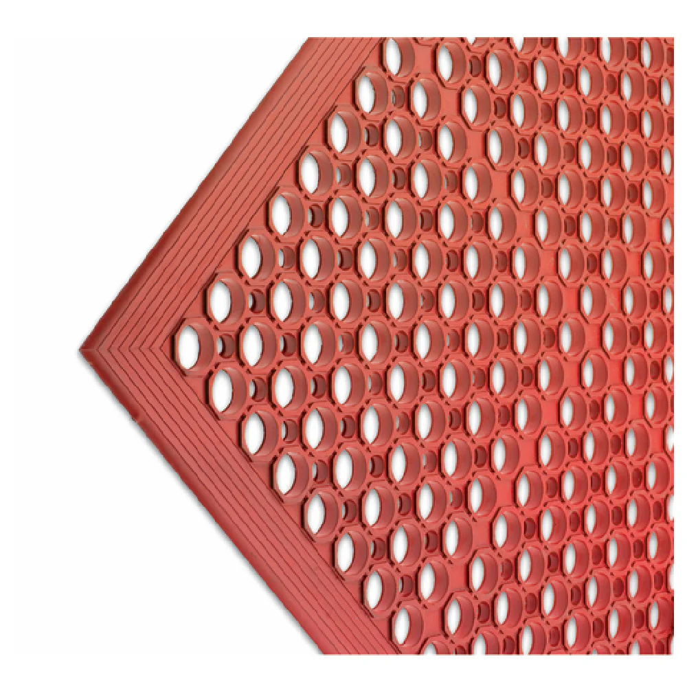 San Jamar KM1200 36 Inch Kitchen Mat Anti-Fatigue Rubber Red Beveled Edge