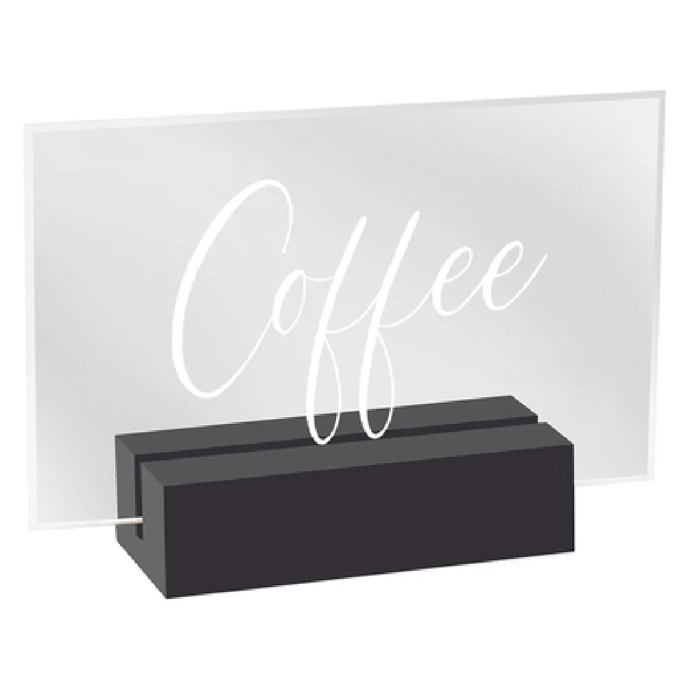 Cal Mil 22336-1-13 3-1/2 Inch Sign Coffee Crystal Acrylic Black Wood Base Cal Mil 22336-1-13 3-1/2 Inch Sign Coffee Crystal Acrylic Black Wood Base