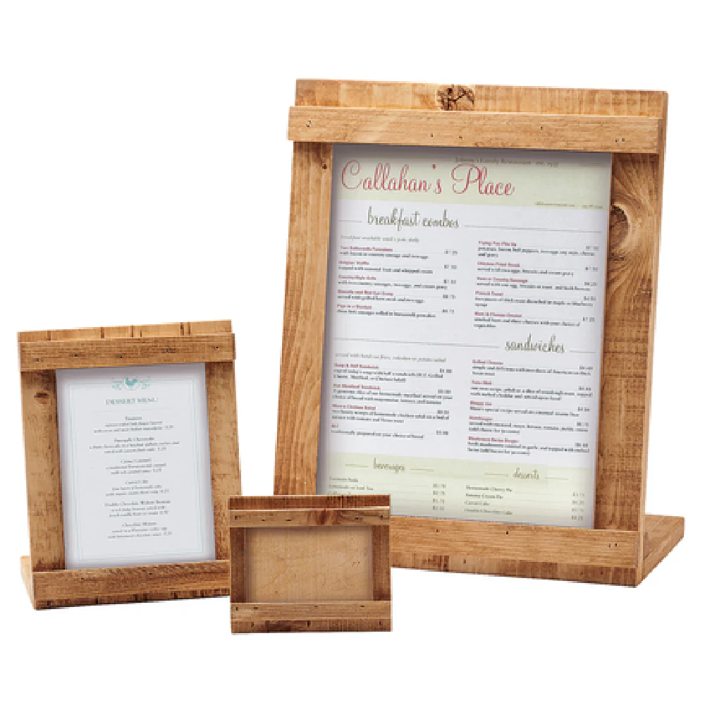 Cal Mil 3483-46-99 4 Inch Menu Card Holder Wood Rustic Pine with Stable Design