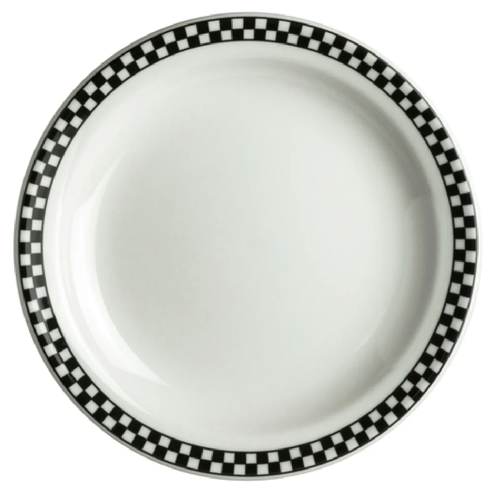 Steelite HL2171636 10-1/2 Inch Round Plate Narrow Rim Black Checkers