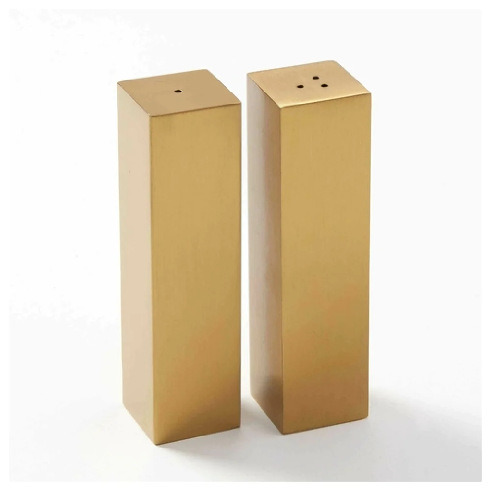 American Metalcraft SPDG33 3 Oz. Salt and Pepper Shaker Set Stainless Steel Satin Gold Finish American Metalcraft SPDG33 3 Oz. Salt and Pepper Shaker Set Stainless Steel Satin Gold Finish